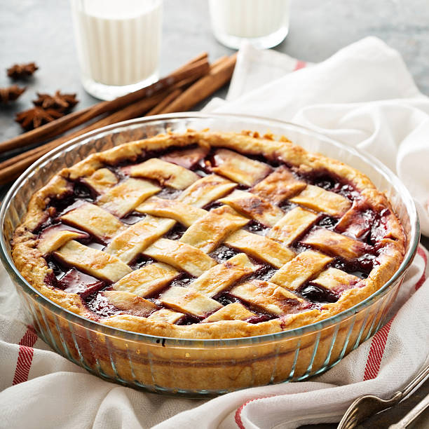 istock Homemade cherry pie with lattice 619405084
