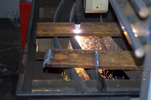 istock Plasma metal cutting precision industrial cnc machine. 619405930