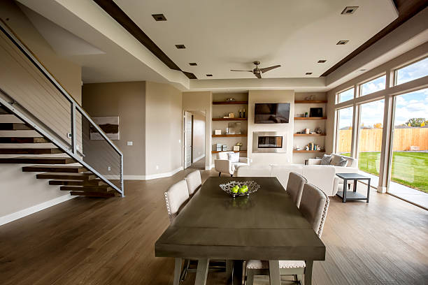 Clean Modern Comfortable New Home Interior Kitchen and Dining Room