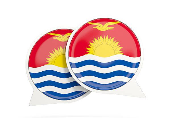 Speech bubbles with flag of kiribati. Round chat icon isolated on white, 3D illustration