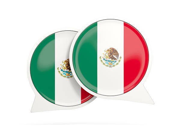 istock Flag of mexico, round chat icon 619410474