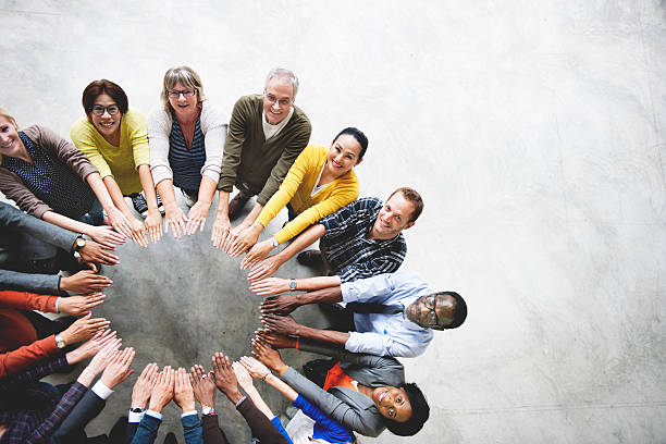 Diverse People Friendship Togetherness Connection Aerial View Co