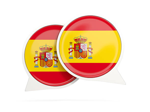 istock Flag of spain, round chat icon 619412042