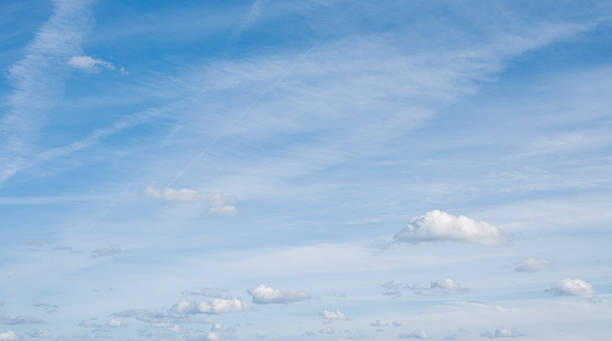 istock Blue sky and transparent clouds over horizon. 619412242