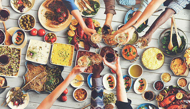 Friends Happiness Enjoying Dinning Eating Concept