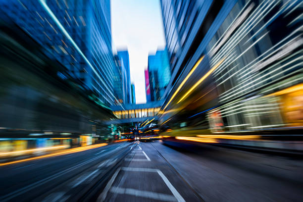 istock car trails at dusk,Hong Kong 619500676