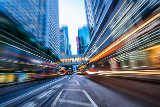 istock car trails at dusk,Hong Kong 619500700