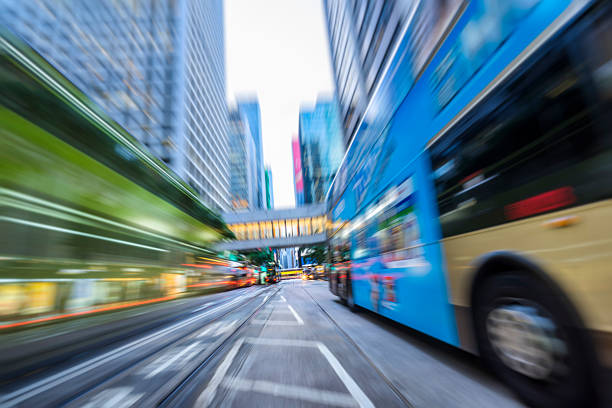 istock car trails at dusk,Hong Kong 619500718