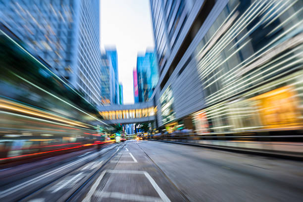 istock car trails at dusk,Hong Kong 619500742