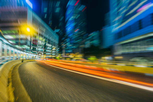 istock car trails at night,Hong Kong 619500954