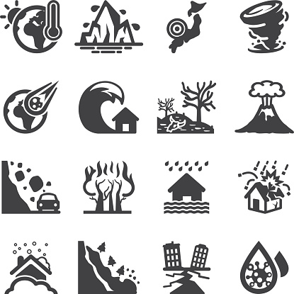 Disaster Accidents Silhouette Icons 