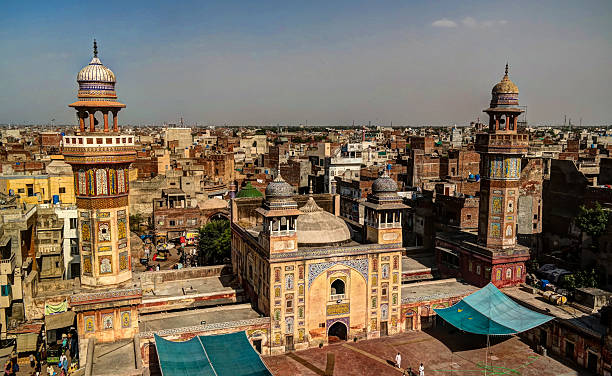Wazir Khan Mosque, Lahore, Pakistan Panorama of Wazir Khan Mosque, Lahore, Pakistan pakistan photos stock pictures, royalty-free photos & images
