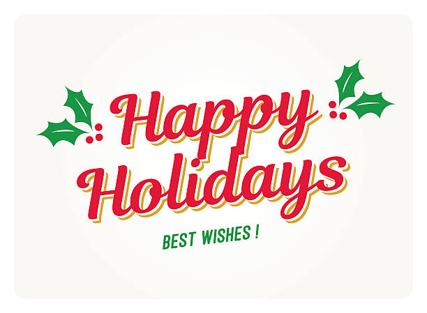ilustraciones, imágenes clip art, dibujos animados e iconos de stock de tarjeta de felices fiestas con muérdagos. - happy holidays