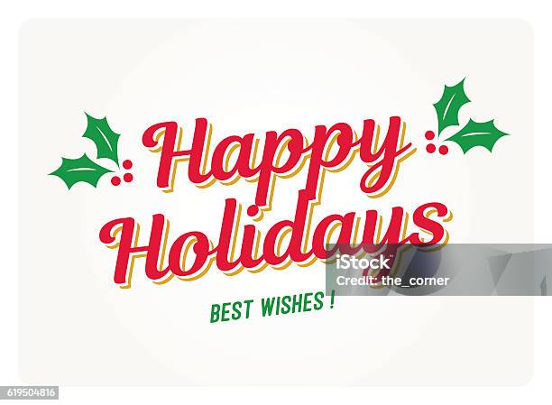 Happy Holidays Card With Mistletoes Stock Illustration - Download Image Now - Happy Holidays - Short Phrase, Christmas, Typescript