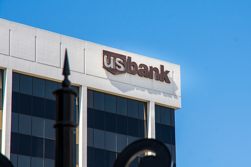 Los Angeles - September 8, 2015: US bank office building in Beverly Hills - U.S. Bancorp is an American diversified financial services holding company headquartered in Minneapolis, Minnesota