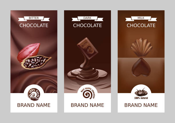 ilustrações de stock, clip art, desenhos animados e ícones de set realistic vector vertical chocolate banners - design chocolate