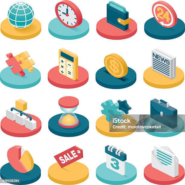 3d Business Icons Stock Illustration - Download Image Now - Isometric Projection, Icon Symbol, Three Dimensional