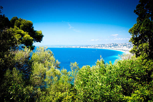 spiaggia di nizza francia - city of nice france french riviera promenade des anglais foto e immagini stock