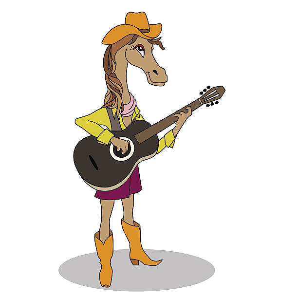 istock Musician funny horse plays guitar 619511564