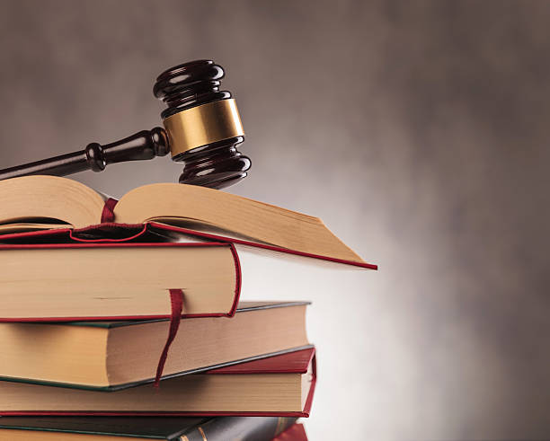judge's gavel on top  of books with copyspace