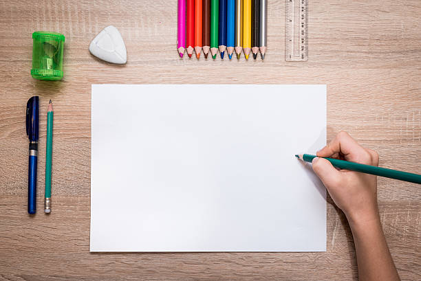 istock Pupil's desk with akcesories 619517574