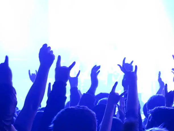 Photo of blurred Crowd during entertainment concert fun zone people