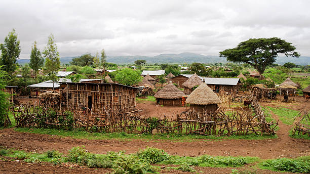 Traditional Konso tribe village Ethiopia stock photo