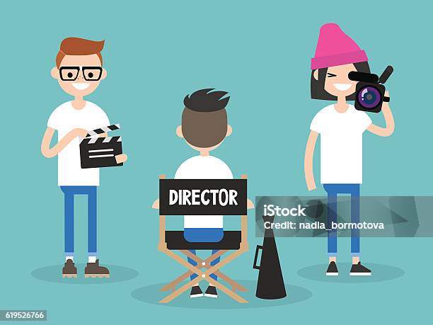 Camera Crew Stock Illustration - Download Image Now - Director, Chair, Film Director