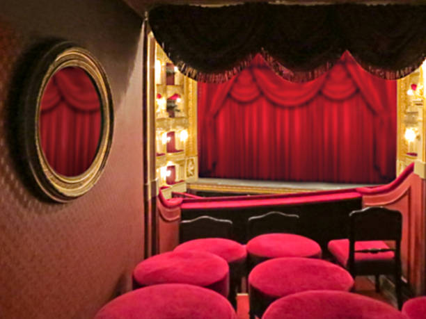 istock blurred background . theater arts. auditorium with seats and balcony 619527604