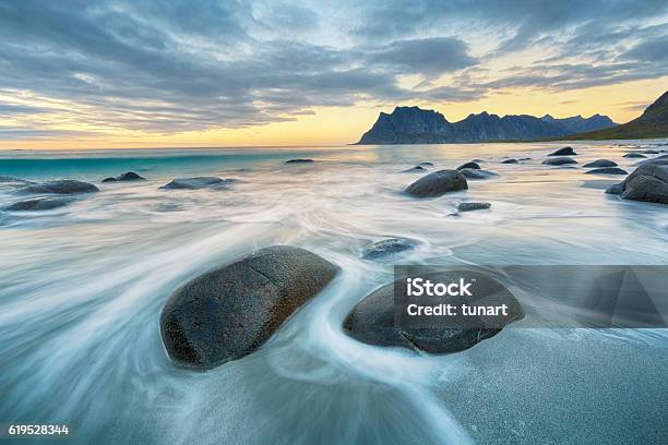 Uttakleiv Beach Lofoten Norway Stock Photo - Download Image Now - Nature, Landscape - Scenery, Sea