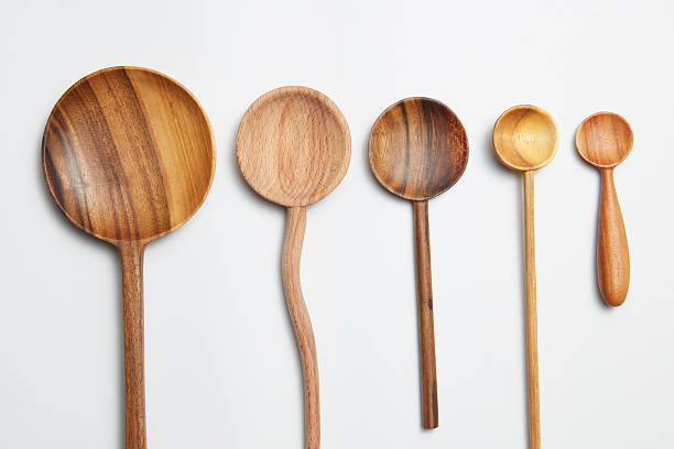 istock Natural wood texture spoons with difference color. 619530644