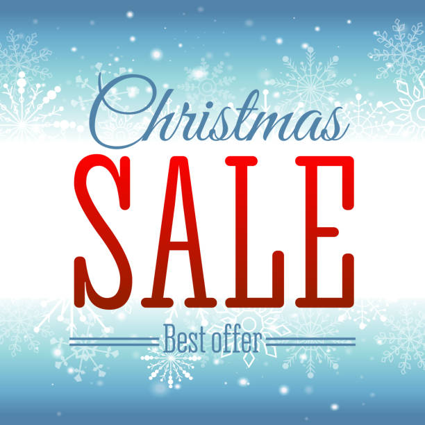 istock Christmas sale. Vector background with snowflakes and shining sparks. Badge 619530822