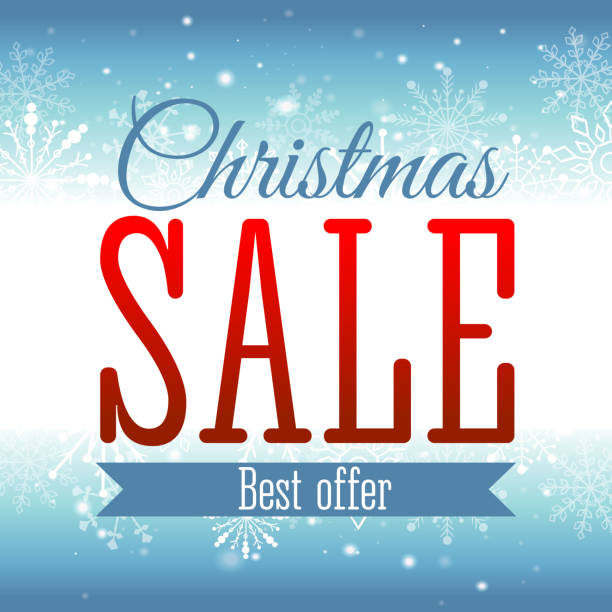 istock Christmas sale. Vector background with snowflakes and shining sparks. Badge 619531084