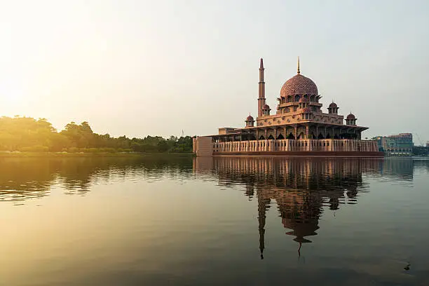 Photo of Putrajaya mosque between sunsire in Kuala Lumpur, Malaysia.