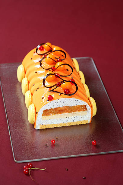 Contemporary Yule Log (layered) Cake stock photo