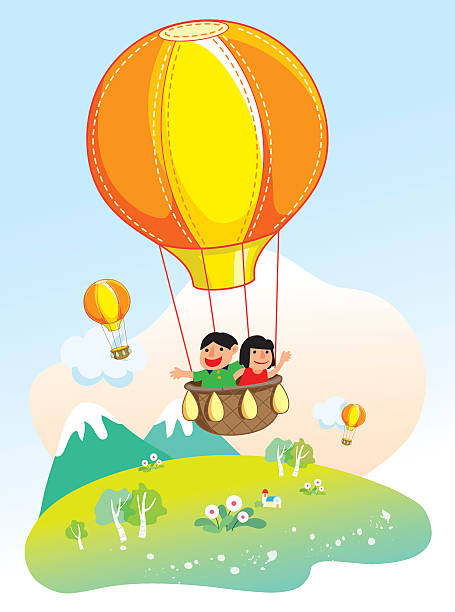 ilustrações de stock, clip art, desenhos animados e ícones de balão de ar quente - air nature high up pattern