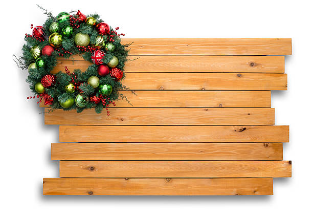 istock Colorful natural pine Christmas wreath on cedar 619536086