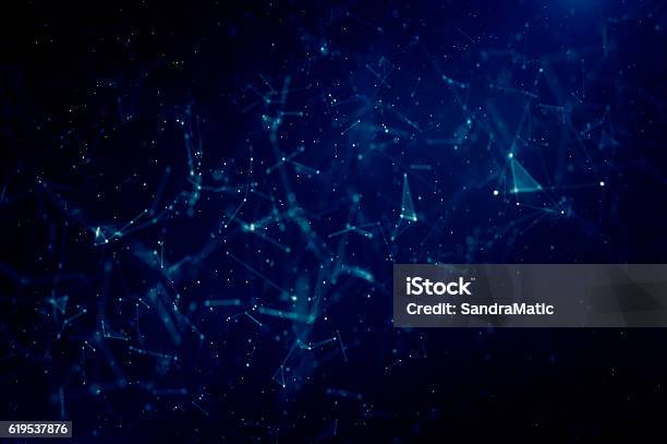 Digital Background With Cybernetic Particles Stock Photo - Download Image Now - Constellation, Connection, Particle