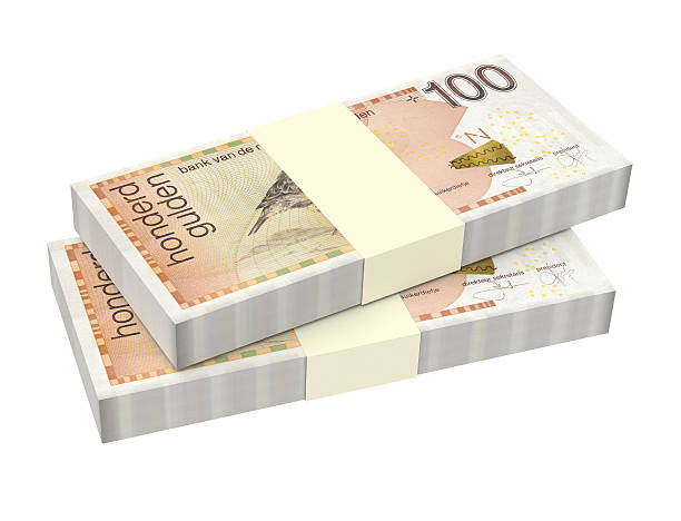 istock Netherlands Antillean guilder bills isolated on white background. 619539054