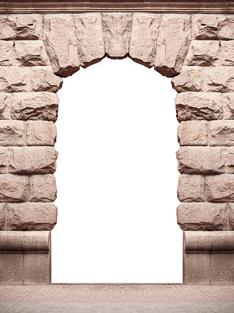 istock stone old arch isolated on white background with place for 619539212