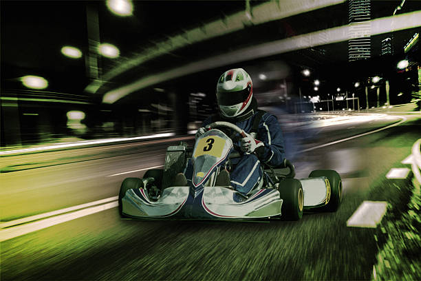 istock Karting - driver in helmet on kart circuit 619539832