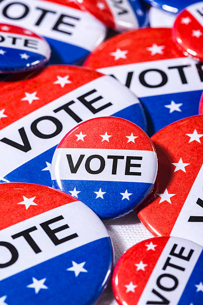 istock Patriotic VOTE buttons of various sizes for the election 619540088