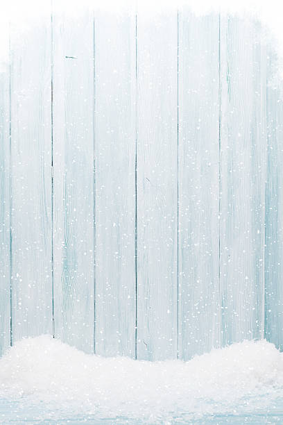 Blue wood texture with snow