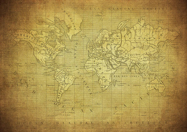 istock vintage map of the world published in 1847 619543560