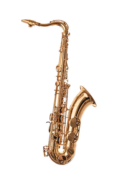 istock Golden Saxophone isolated on white. 619629008