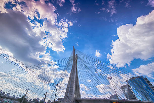 istock Famous cable-stayed bridge at Sao Paulo city. 619629026