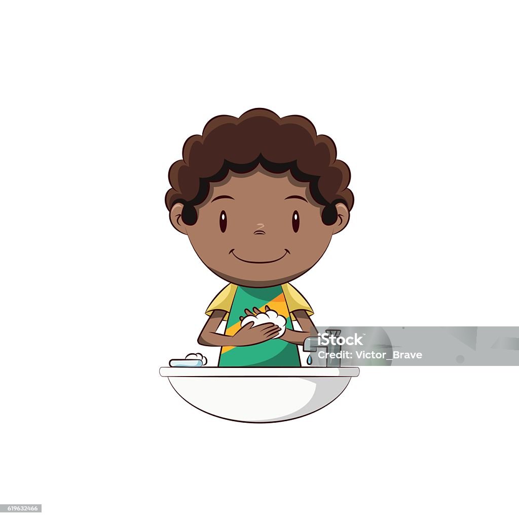 Boy Washing Hands Stock Illustration - Download Image Now - Washing Hands,  Child, African-American Ethnicity - iStock