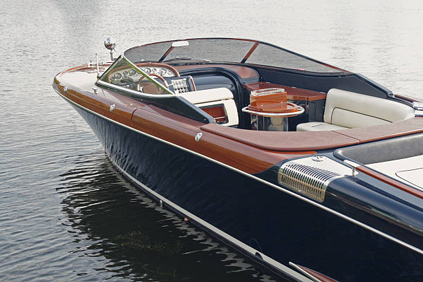 istock Luxury motor boat at the pier. Transport 619633712