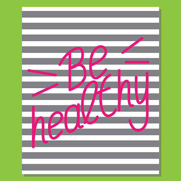 istock Be healthy. Hand lettering phrases on striped background. 619633912