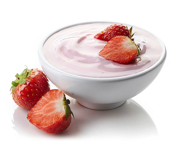istock Bowl of strawberry yogurt 619633936